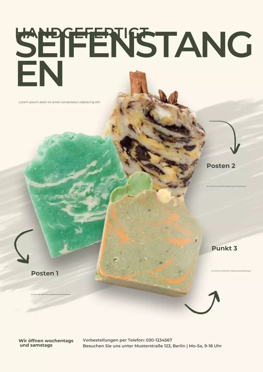 Beiges Künstler-Seifen-Werbeplakat