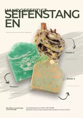 Beiges Künstler-Seifen-Werbeplakat