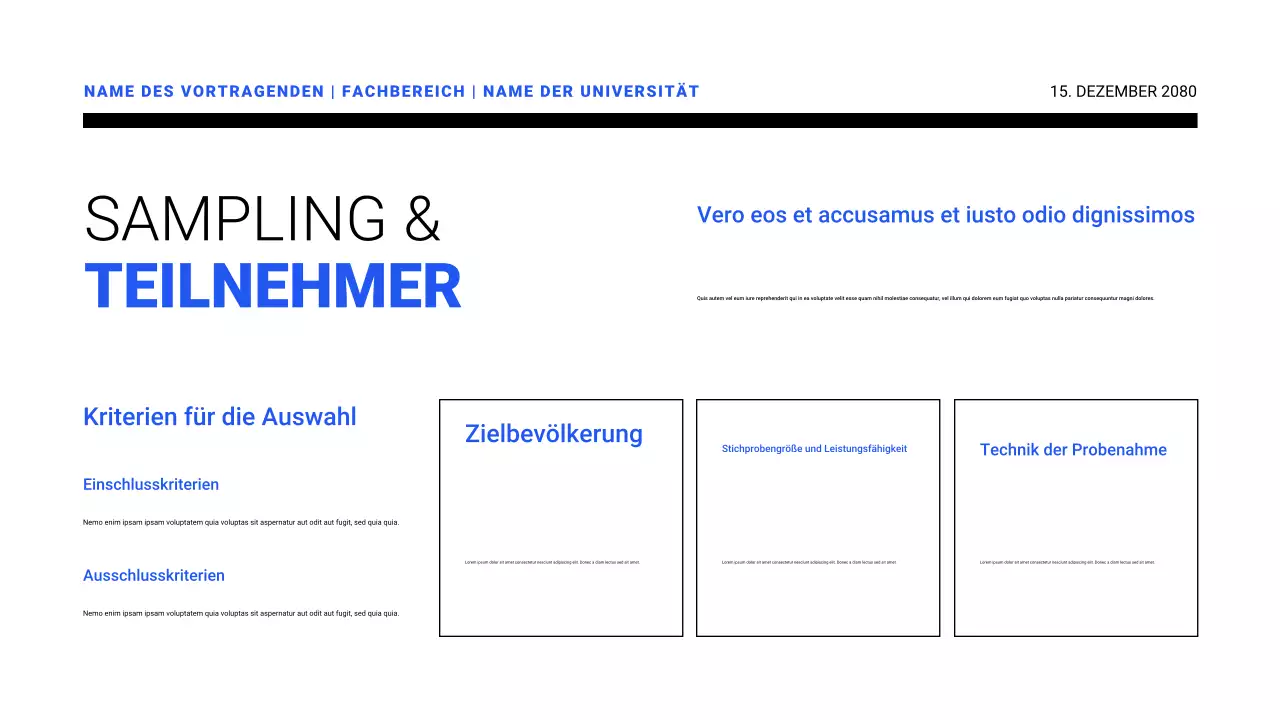 Präsentationen von Forschungsvorschlägen