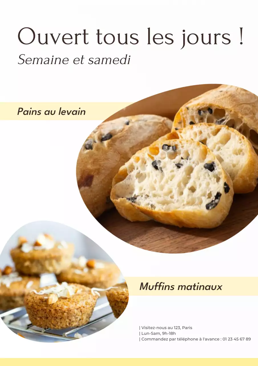 Affiche publicitaire beige pour une boulangerie moderne