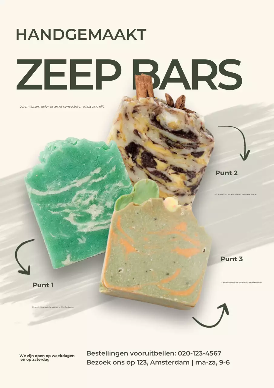 Beige artistieke zeepreclameposter