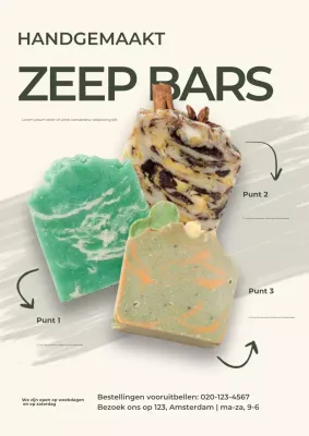 Beige artistieke zeepreclameposter