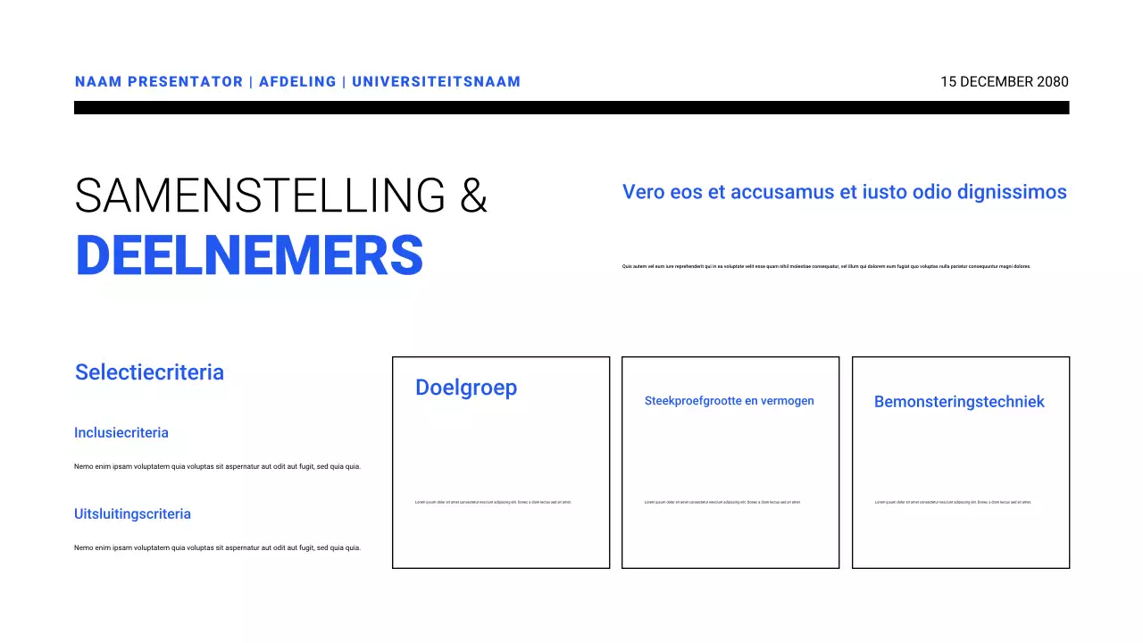 Presentaties van onderzoeksvoorstellen