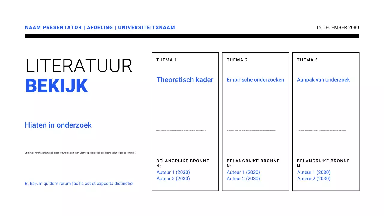 Presentaties van onderzoeksvoorstellen