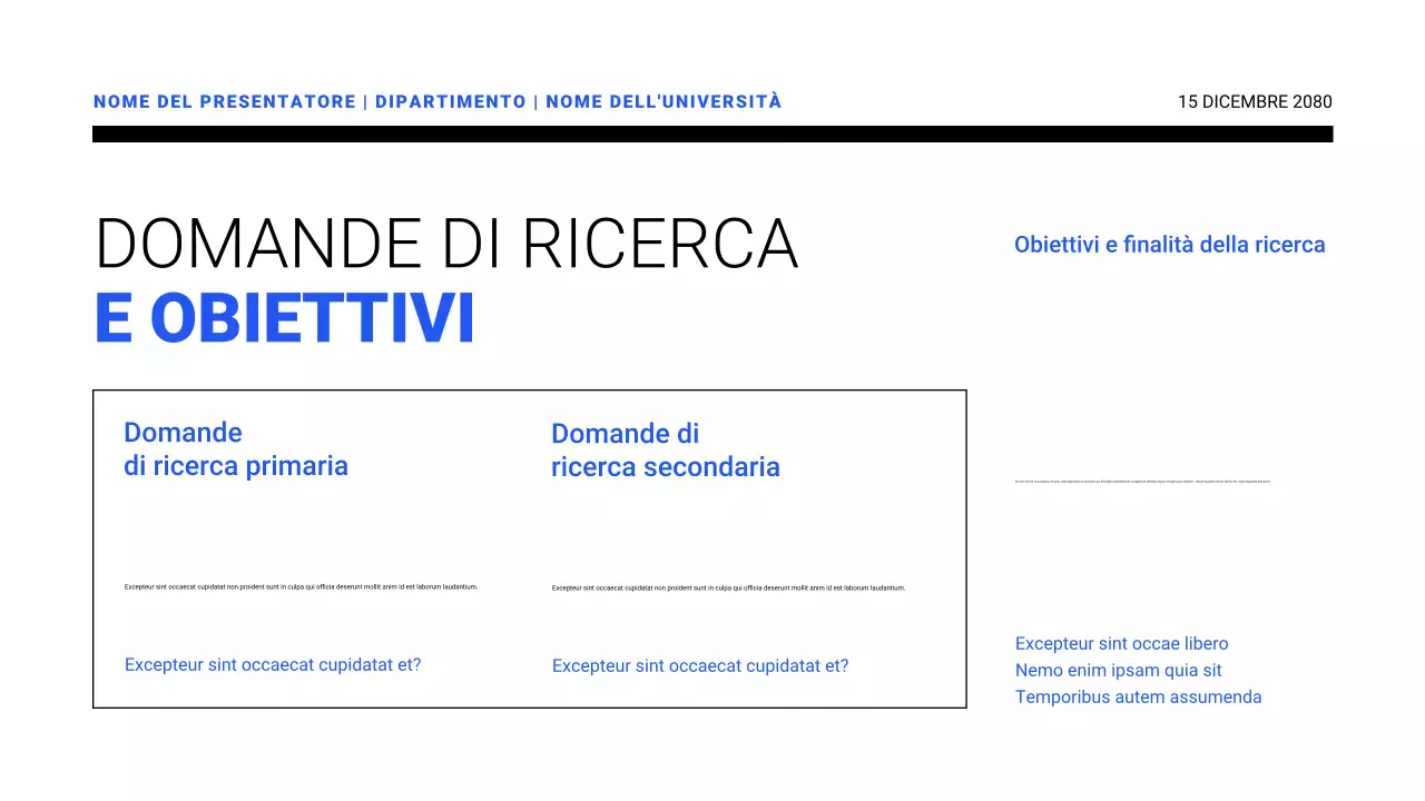 Presentazioni di proposte di ricerca