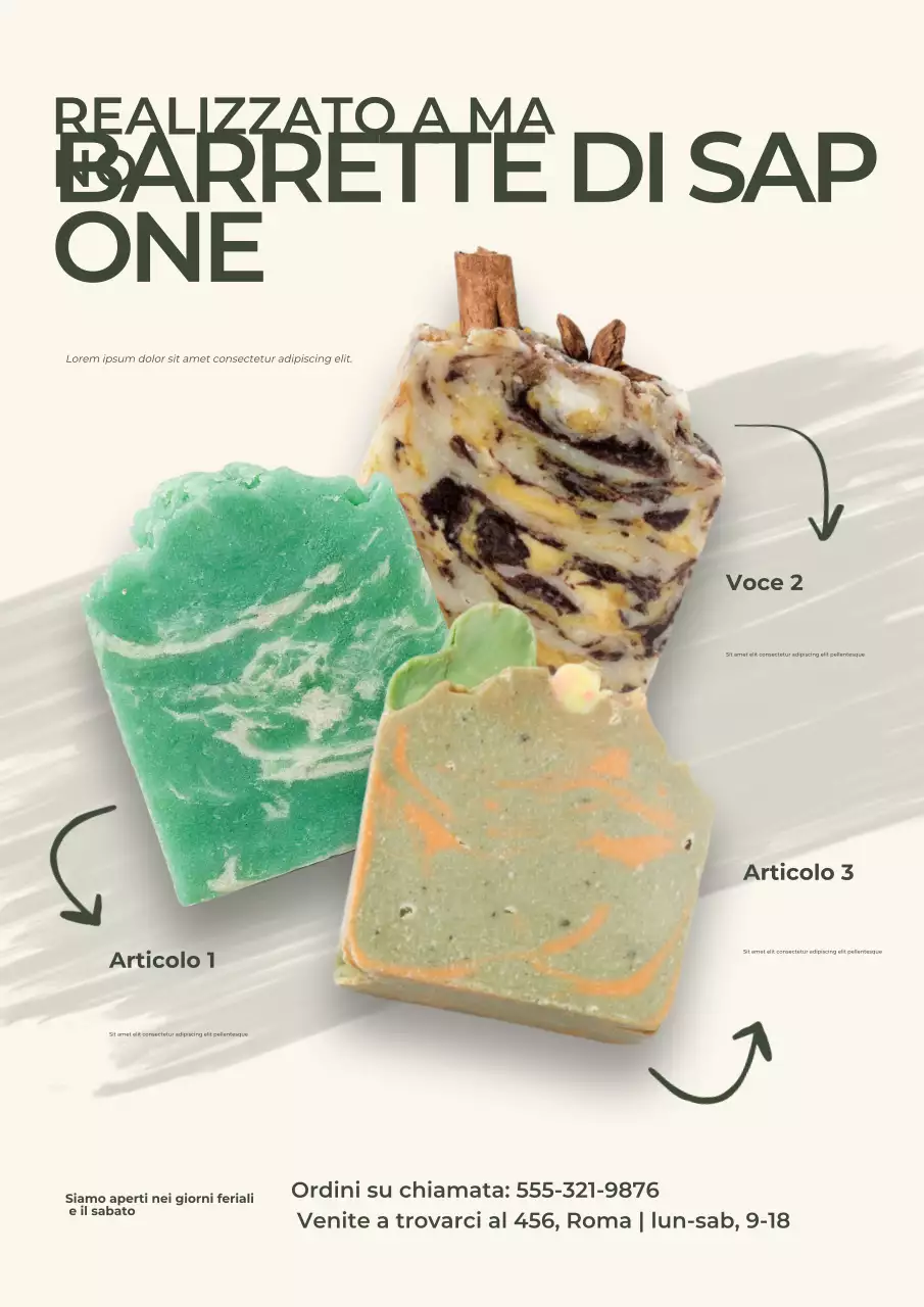 Manifesto pubblicitario del sapone artistico beige