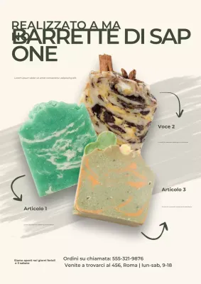 Manifesto pubblicitario del sapone artistico beige