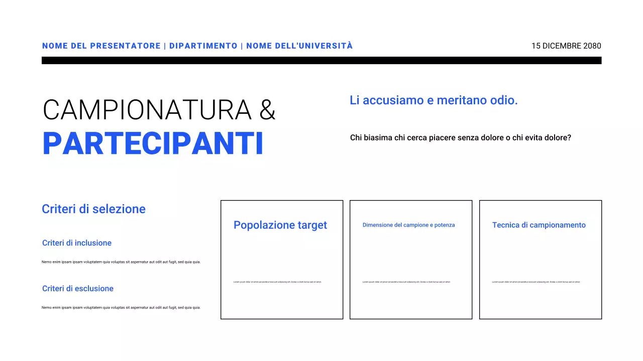 Presentazioni di proposte di ricerca