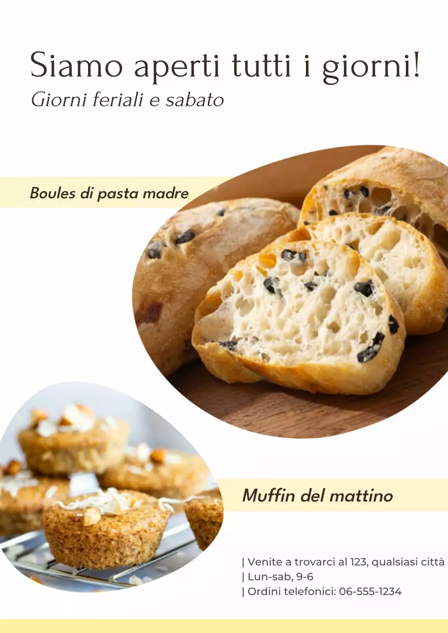 Manifesto pubblicitario beige per panetteria moderna