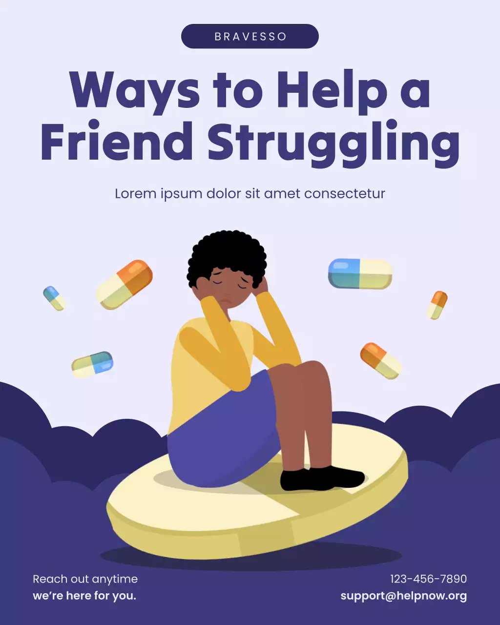 Blue and Purple Bold Illustrated Substance Abuse Awareness Instagram Post