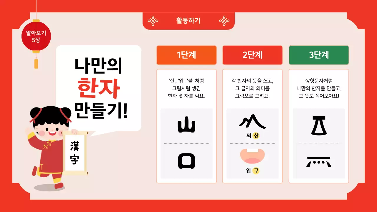 빨강 전통 중국어 교육 자료