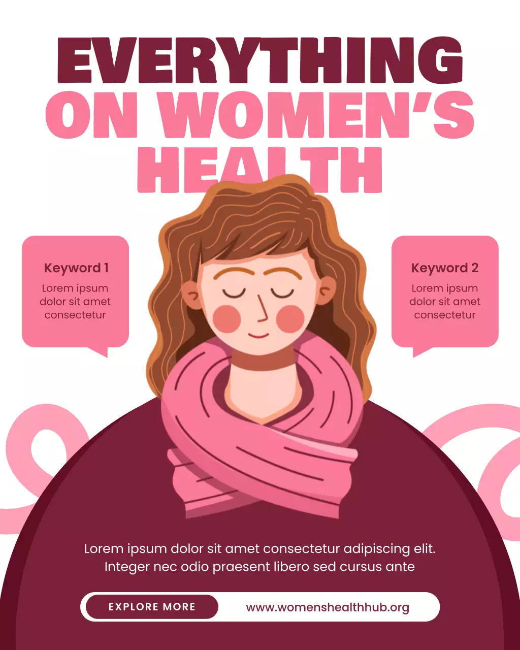 White and Pink Bold Illustration Women's Health Promotion Instagram Post