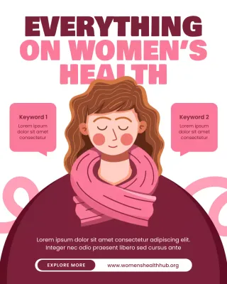 White and Pink Bold Illustration Women's Health Promotion Instagram Post
