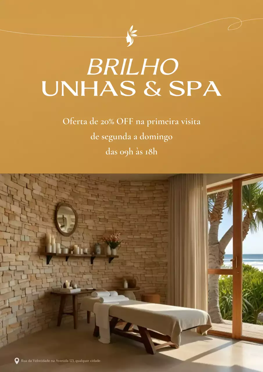 Cartaz promocional de spa elegante preto