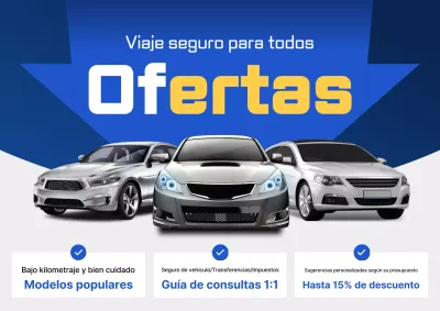 Promoción de coches modernos azules