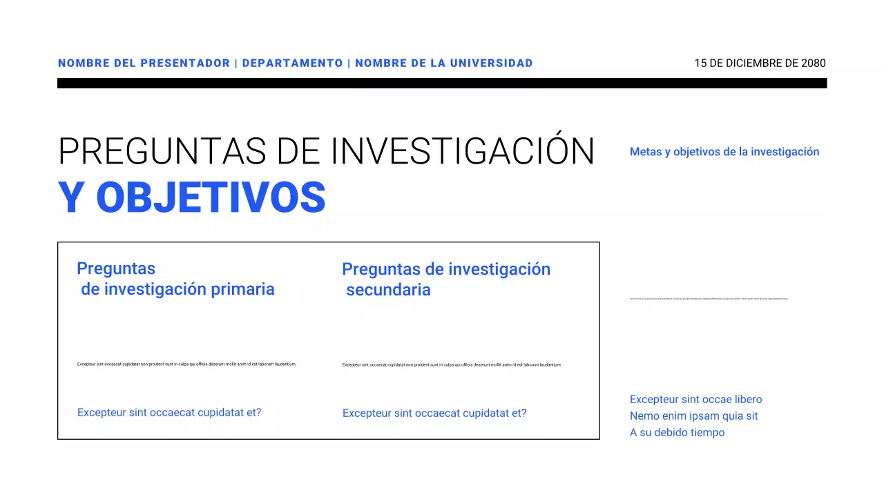 Presentaciones de propuestas de investigación