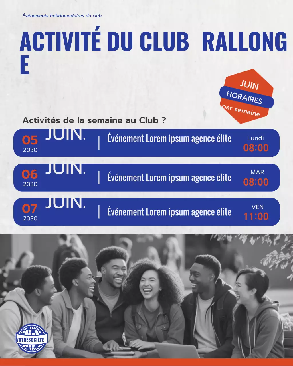 annonce du calendrier du club moderne bleu