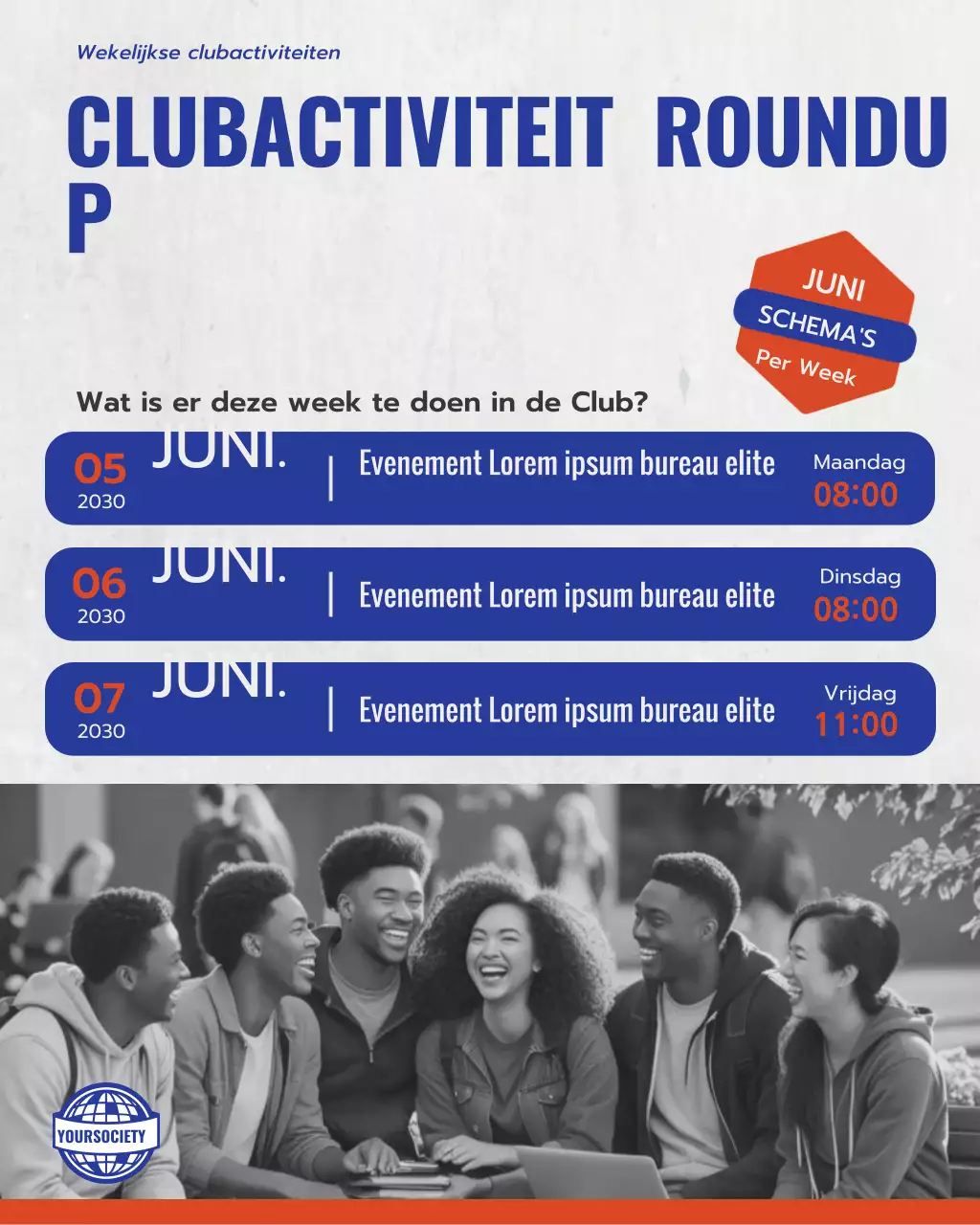 aankondiging van het schema van de blauwe moderne club
