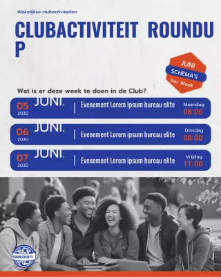 aankondiging van het schema van de blauwe moderne club