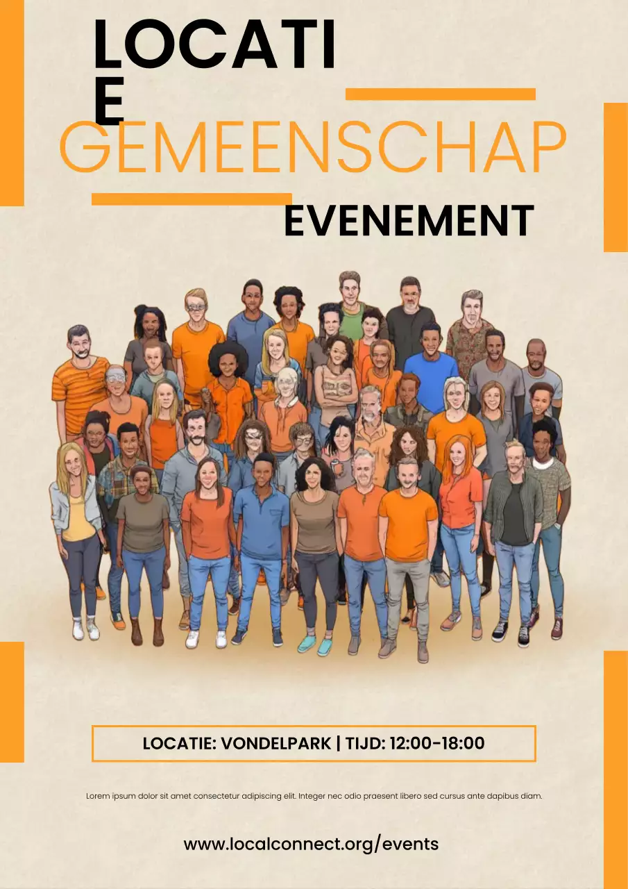 Poster voor het lokale gemeenschapsevenement van Orange