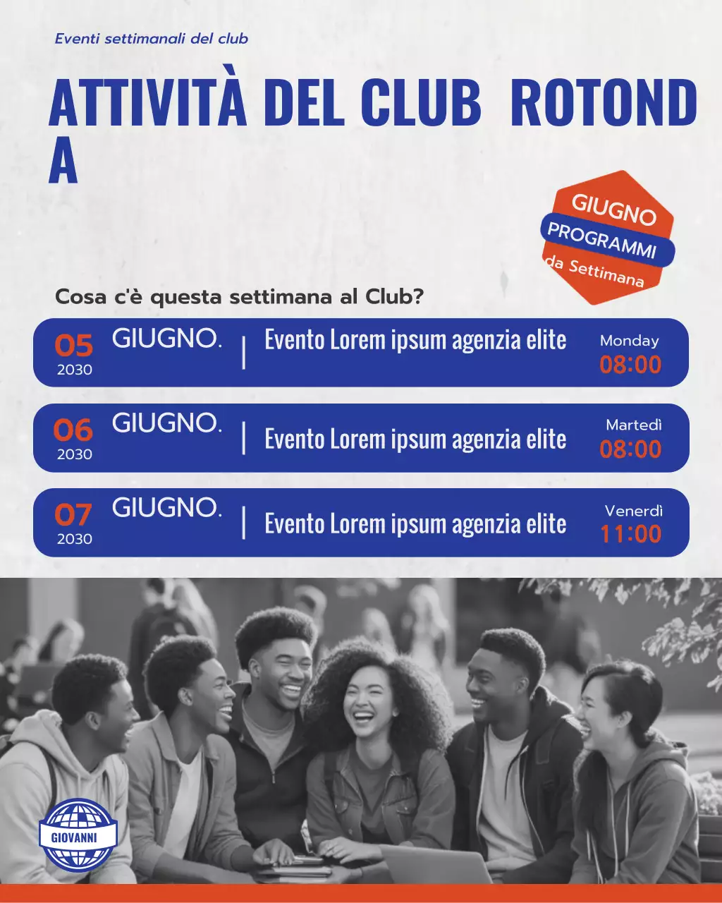 annuncio del programma del Blue Modern Club