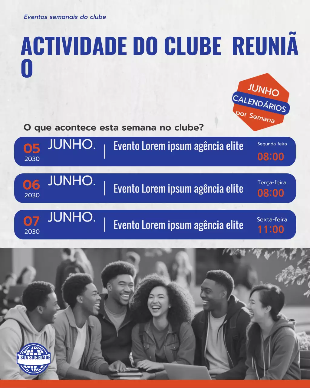 anúncio da programação do clube Blue Modern