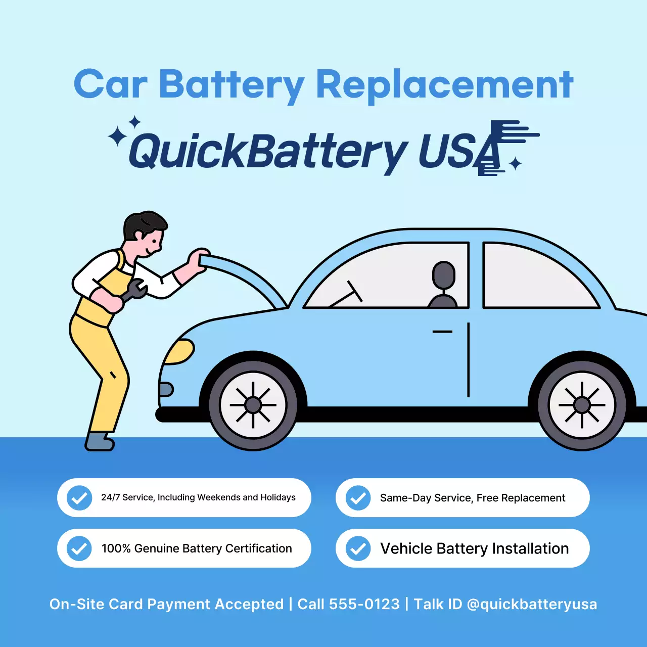 Sky Blue Simple Car Advertisement