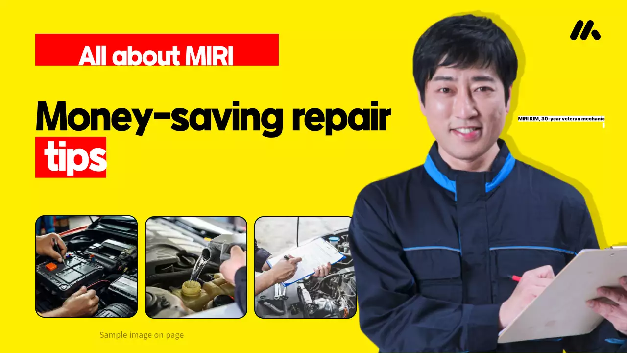 Promoting car repair cost saving tips from a mechanic highlighted in yellow and red