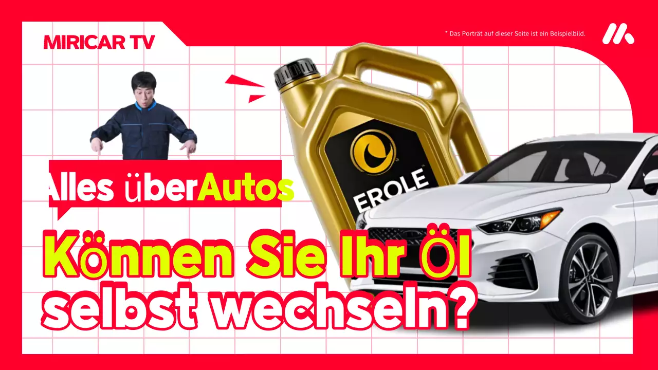 So wechseln Sie das Motoröl Ihres Autos mit rot-weißen Markierungen. Haupttitel