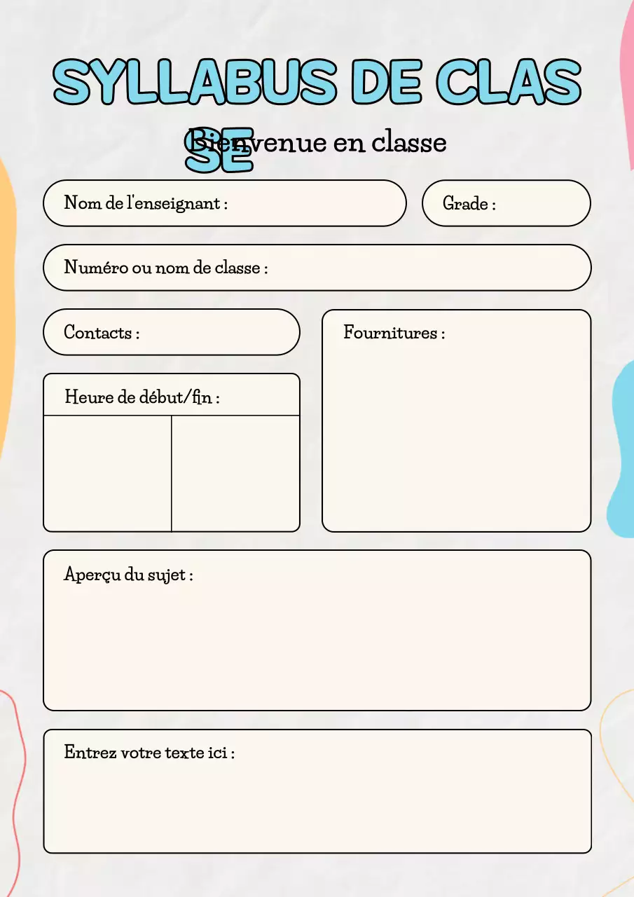 Affiche du programme de cours