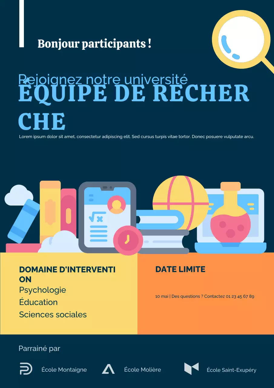 Affiche bleue moderne « Rejoignez notre étude de recherche »