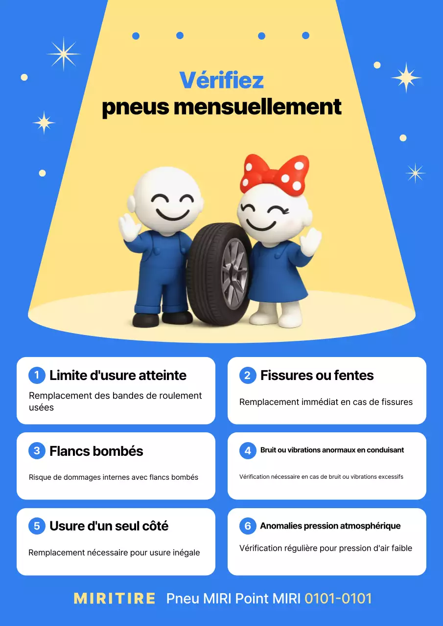 Guide d'inspection simple des pneus bleus