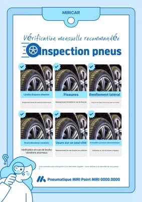 Une liste de contrôle d'inspection des pneus propres expliquée en bleu ciel et bleu
