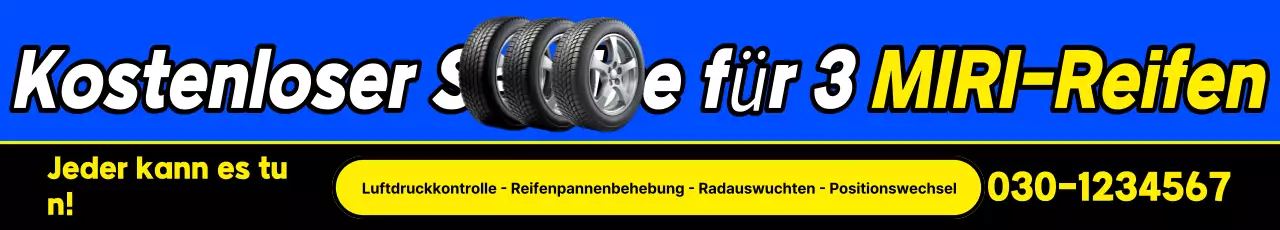 Kostenlose Aktion für 3 blau und gelb hervorgehobene Reifentypen