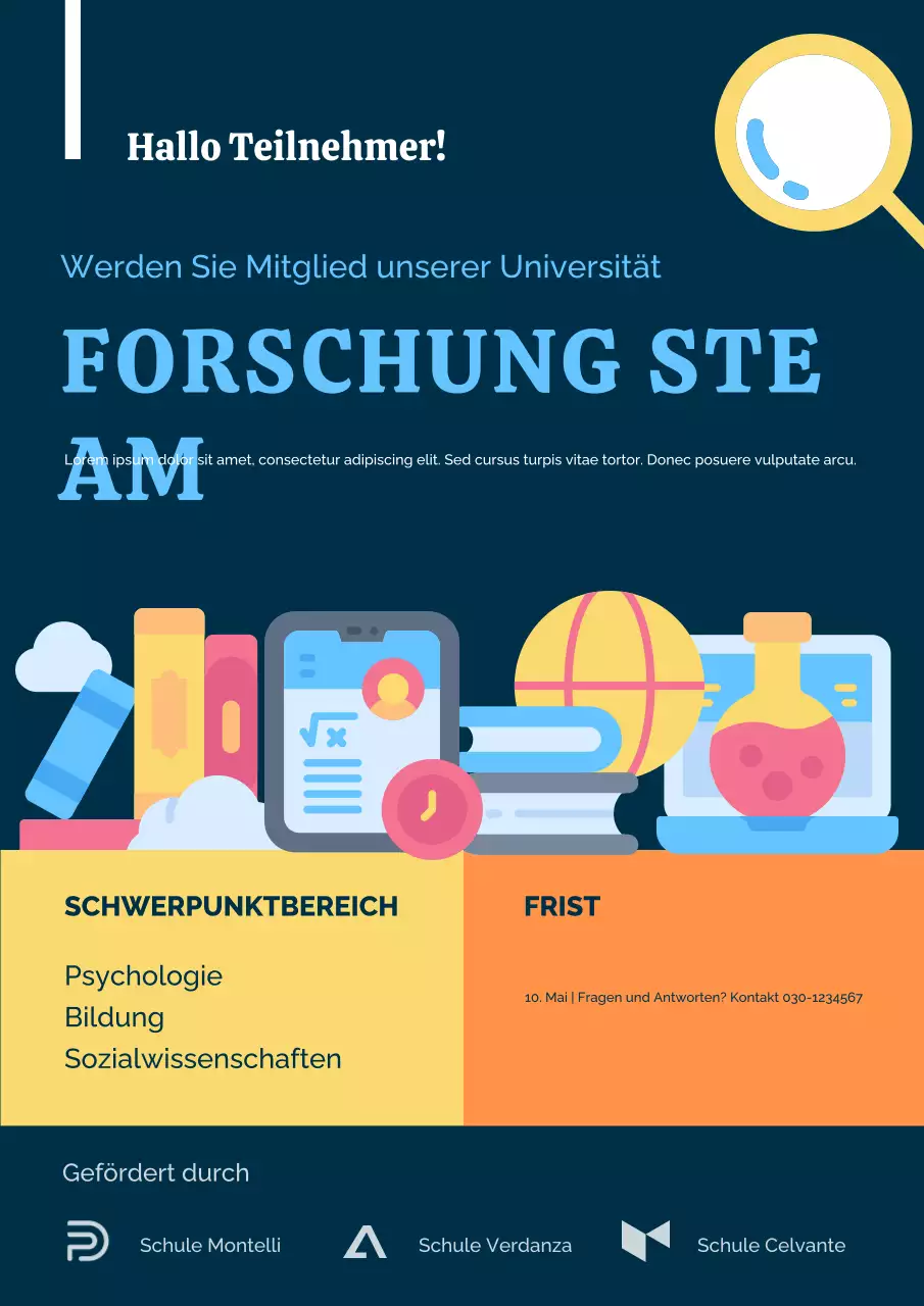 Blaues, modernes Poster „Nehmen Sie an unserer Forschungsstudie teil“