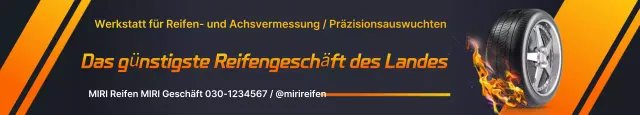 Reifenwerbung mit orangefarbenem Akzent