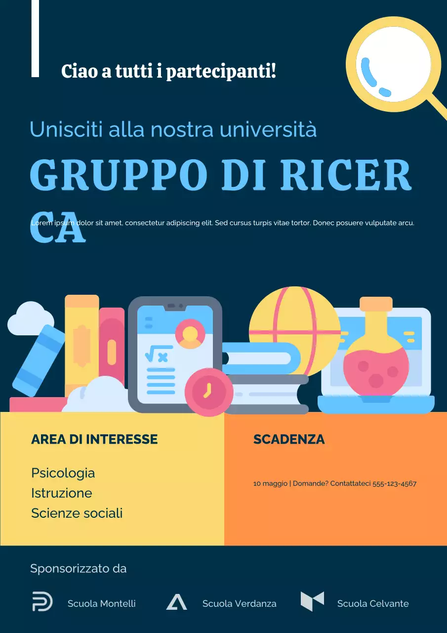 Poster di studio di ricerca "Blu moderno"