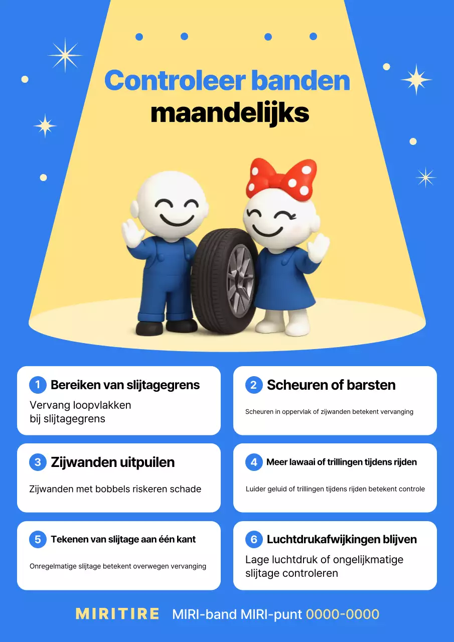 Blauwe eenvoudige bandeninspectiegids