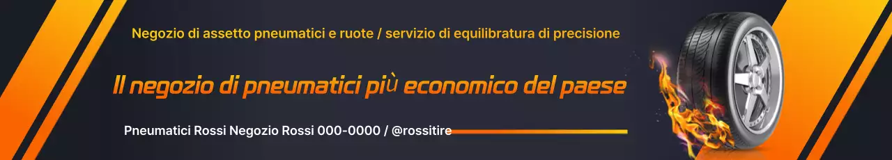 Pubblicità di pneumatici con accenti arancioni