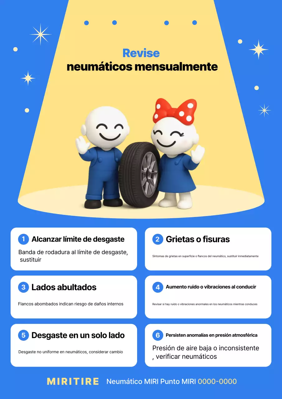 Guía sencilla de inspección de neumáticos azul