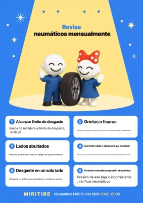 Guía sencilla de inspección de neumáticos azul