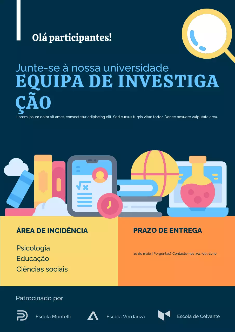 Cartaz moderno azul para participar do nosso estudo de pesquisa