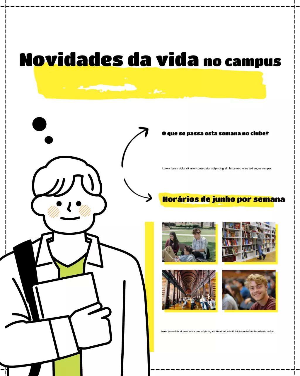 Cartaz de eventos semanais da Sociedade Moderna Amarela