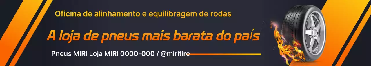 Propaganda de pneu com detalhes em laranja