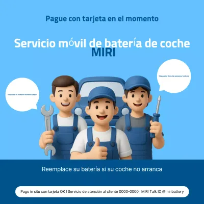 Anuncio de coche moderno de color azul cielo