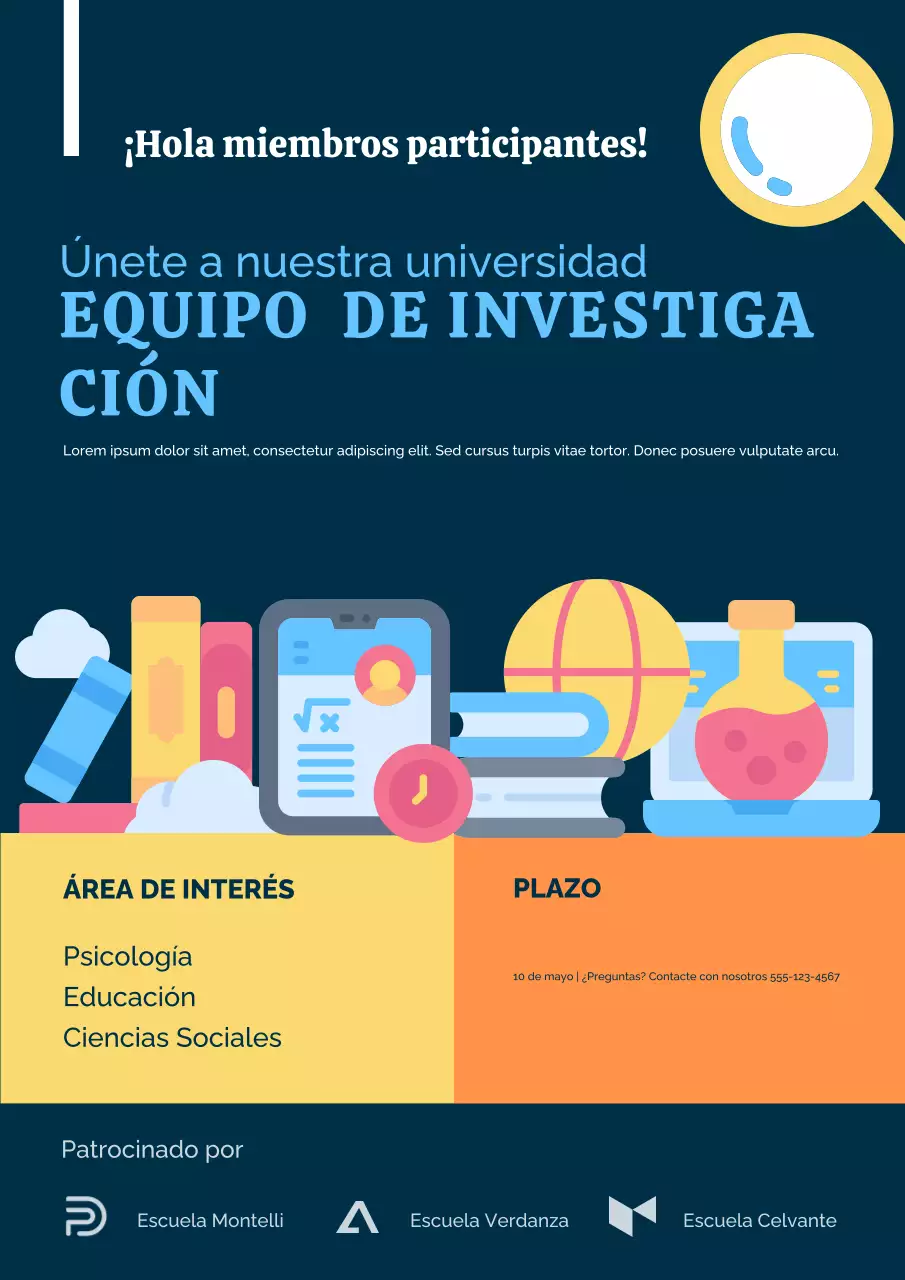 Póster azul moderno "Únase a nuestro estudio de investigación"
