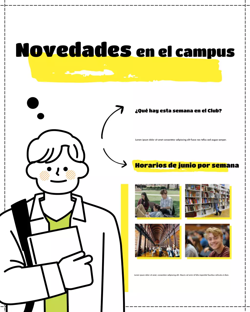 Cartel de eventos semanales de la Sociedad Moderna Amarilla