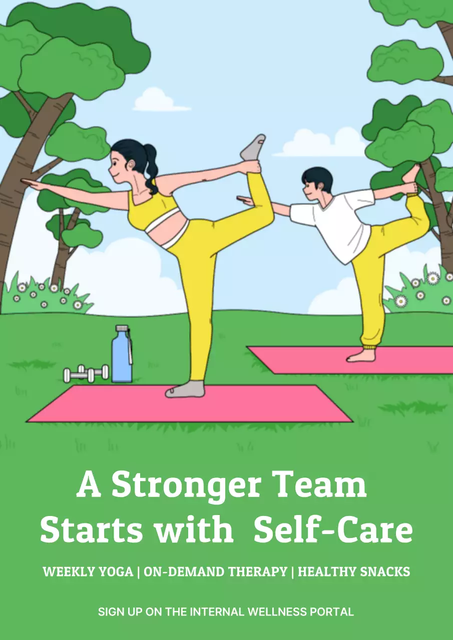 Green Workplace Wellness Fitness Program Poster