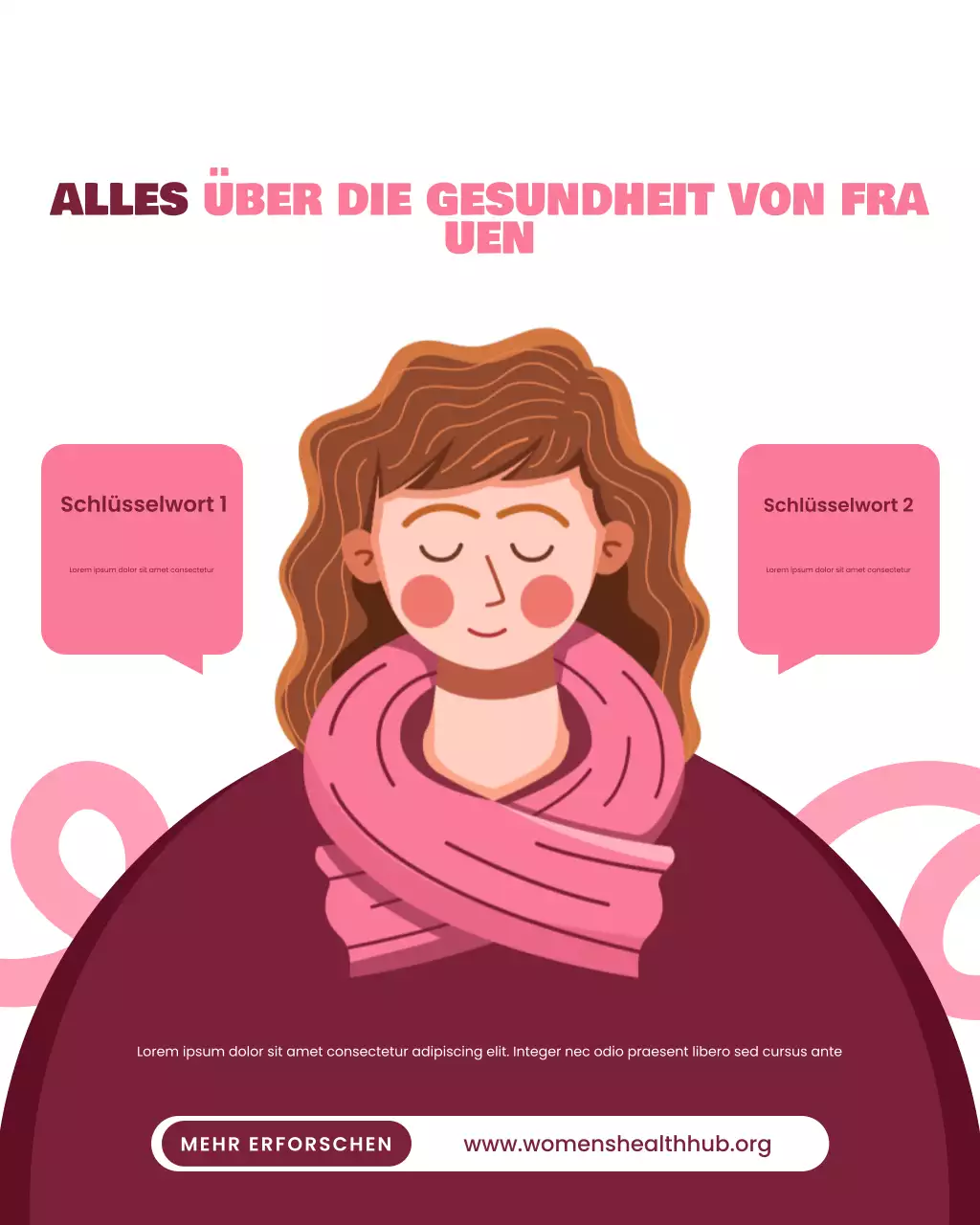 Weißer und pinker, auffälliger illustrativer Instagram-Beitrag zur Frauengesundheit