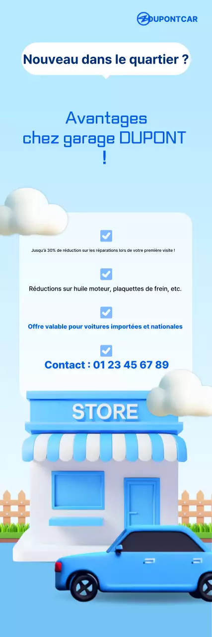 Promotion du service de voiture moderne Sky Blue